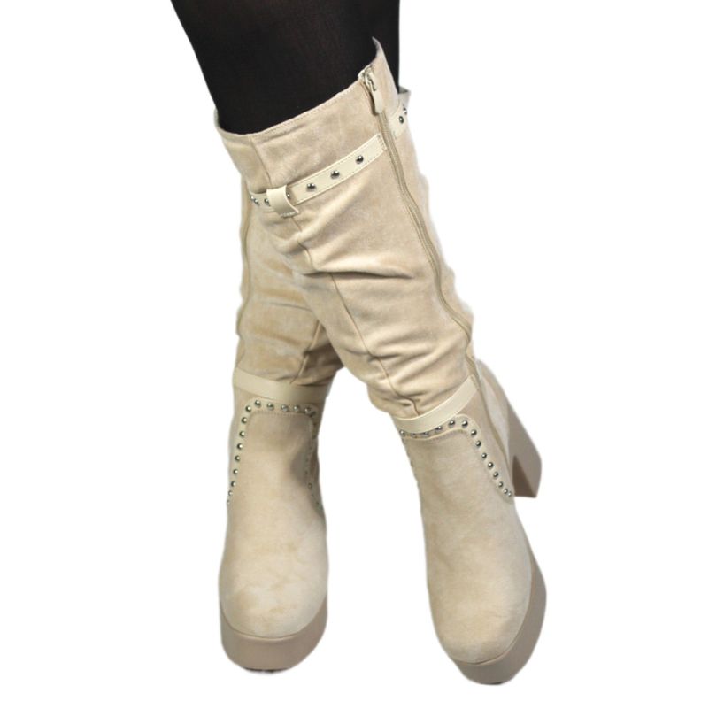 Bota Alta Gamuza Mujer 13 Yassne Beige-2