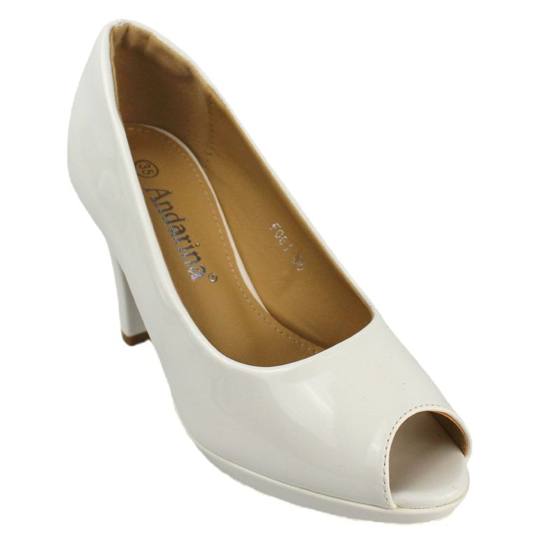 Zapato Vestir Punta Abierta para Mujer F61 Yassne Blanco-2