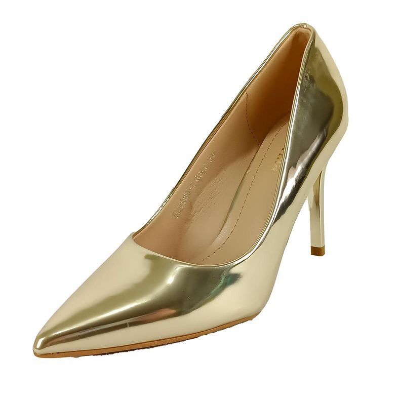 Zapato Dorado de Mujer Taco Alto-2