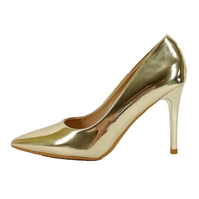 Zapato Dorado de Mujer Taco Alto-0