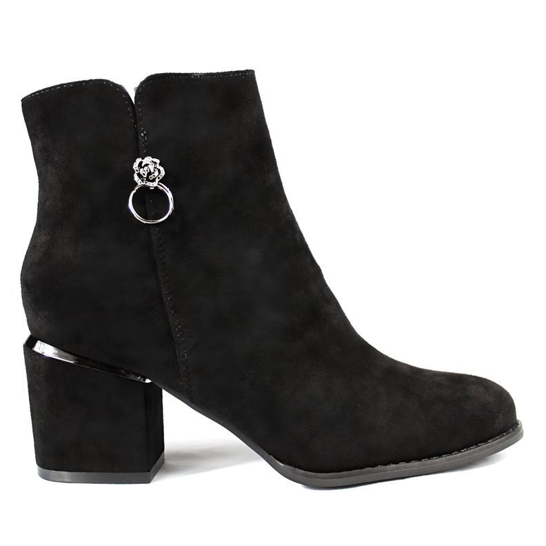 Botin Mujer Gamuza Taco Medio 09 Yassne Negro-0