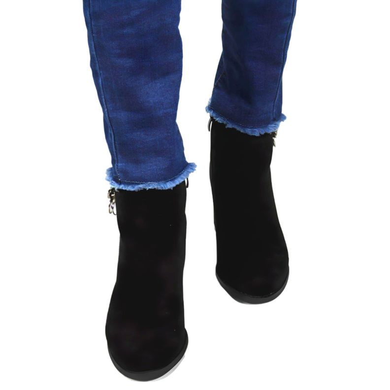 Botin Mujer Gamuza Taco Medio 09 Yassne Negro-2