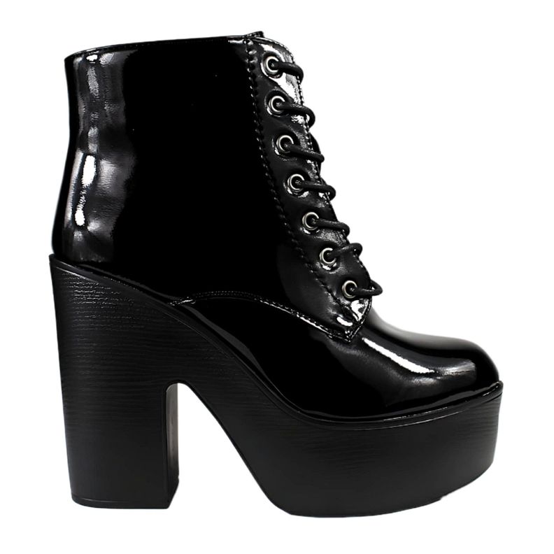 Botin Charol Taco Alto con Plataforma 60 Yassne Negro-0