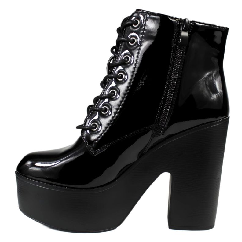 Botin Charol Taco Alto con Plataforma 60 Yassne Negro-3