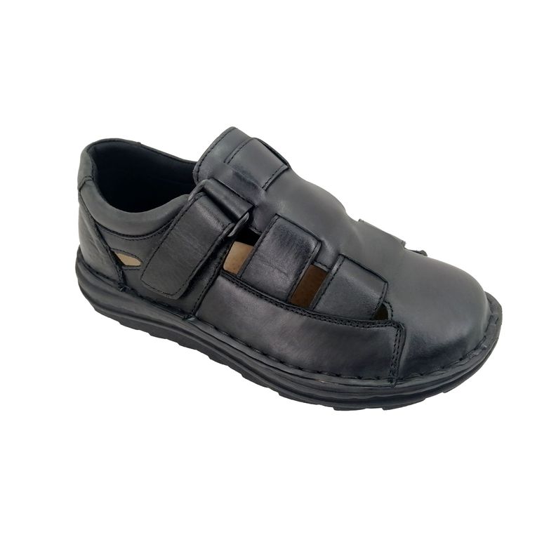 Sandalia de Cuero Hombre Negro 334-1