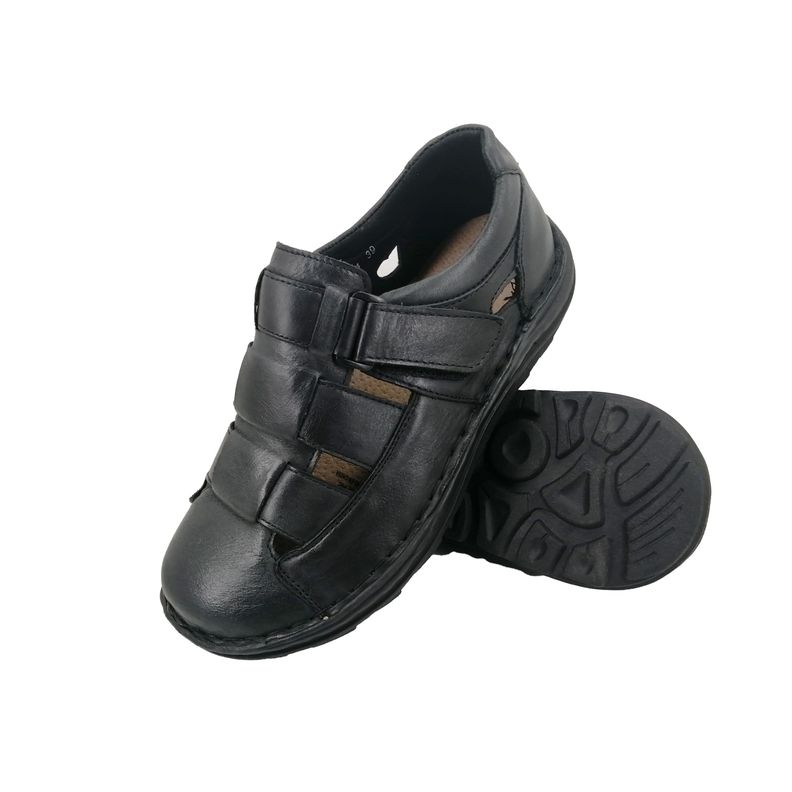 Sandalia de Cuero Hombre Negro 334-3