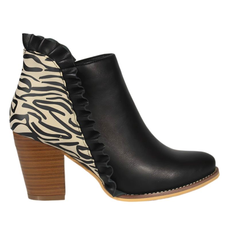 Botin Mujer Print Taco Medio 16 Yassne Negro-0