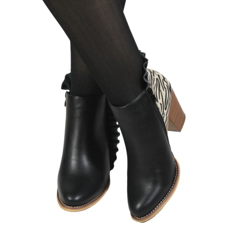 Botin Mujer Print Taco Medio 16 Yassne Negro-2