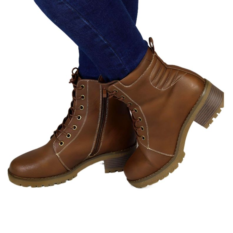 Botin de Mujer Taco Bajo 02 Yassne Café-1