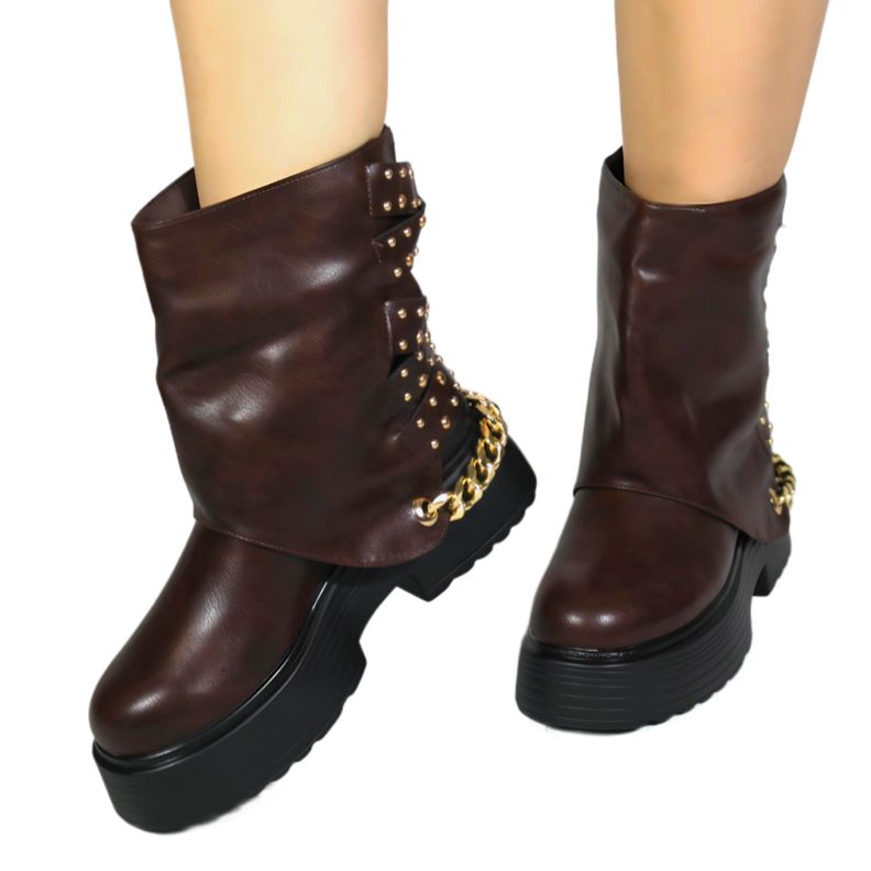Bota Mujer Biker Tachas 18 Yassne Café-2