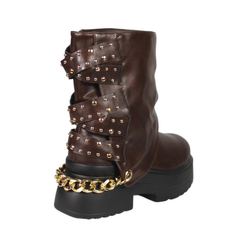 Bota Mujer Biker Tachas 18 Yassne Café-3