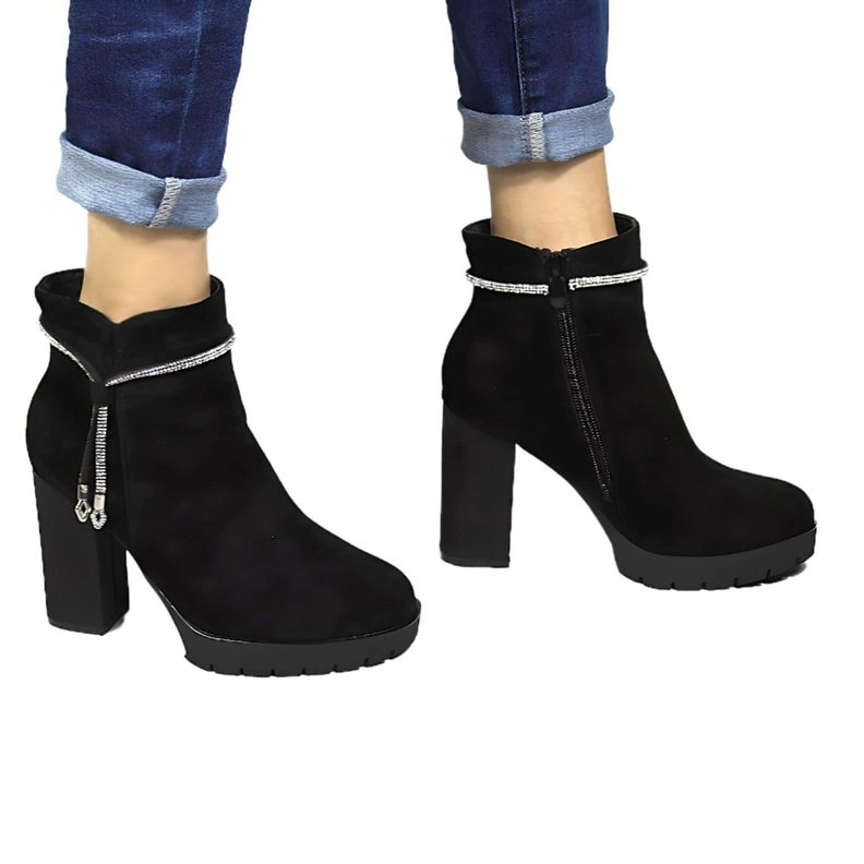 Botin Mujer Taco Alto Gamuza 08 Yassne Negro-1