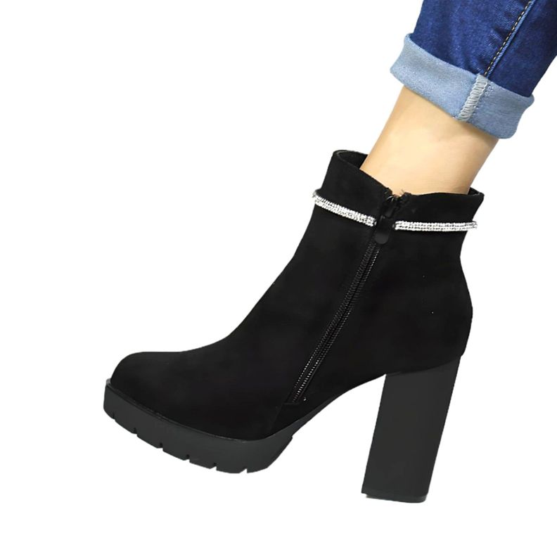 Botin Mujer Taco Alto Gamuza 08 Yassne Negro-2