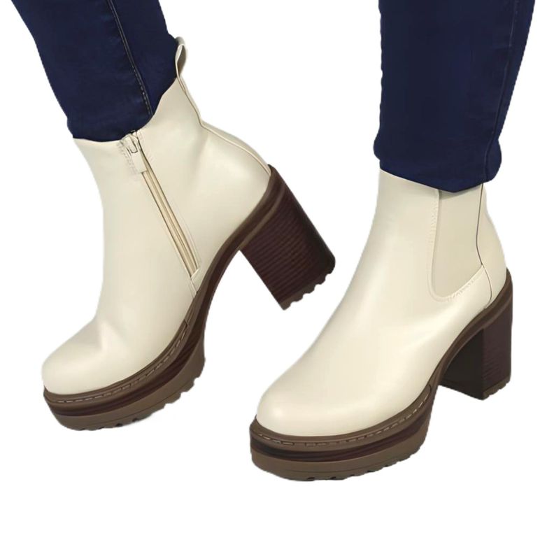 Botin de Mujer Taco Cuadrado 17 Yassne Café-1