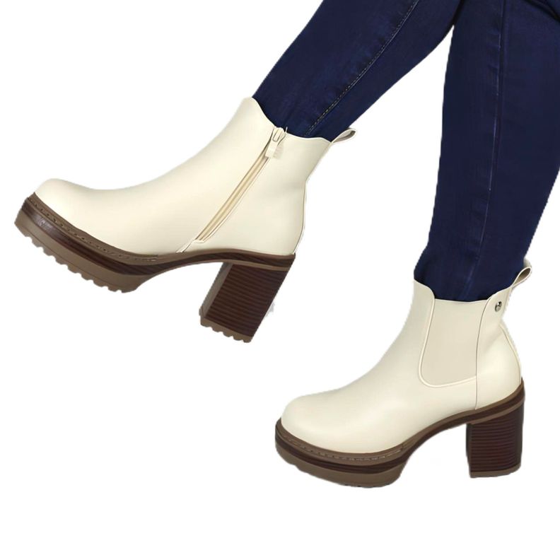 Botin de Mujer Taco Cuadrado 17 Yassne Café-2