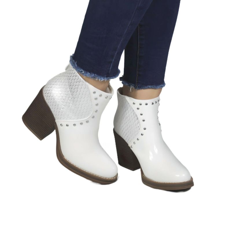 Botin Mujer Taco Alto Escamas 69 Yassne Blanco-1