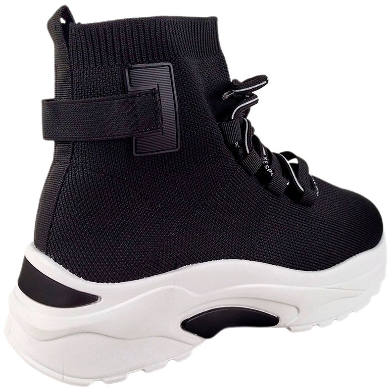 Zapatilla Urbana Caña Alta de Mujer Con Plataforma Negro-4