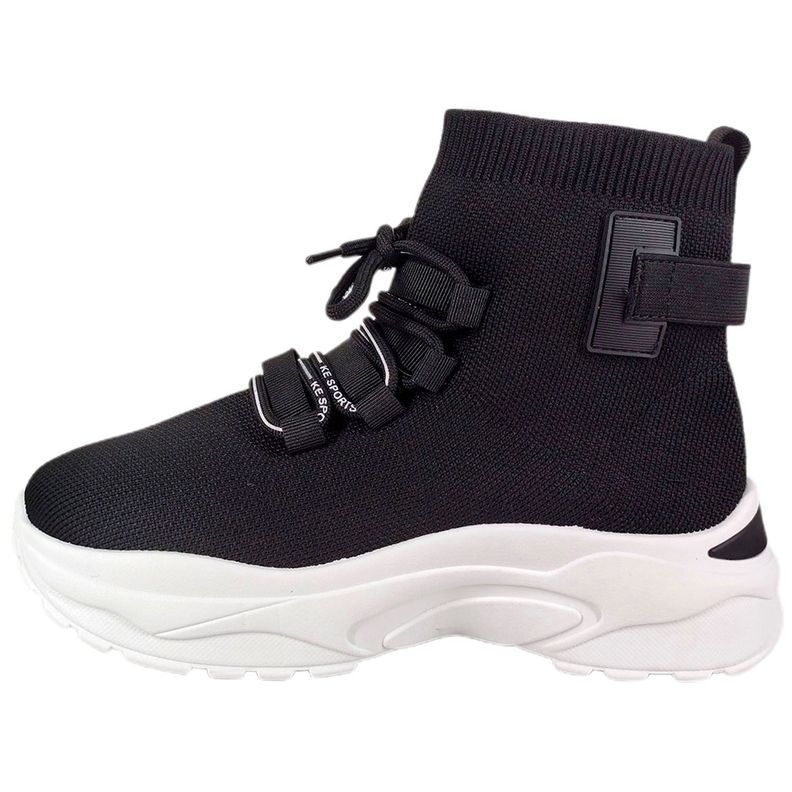 Zapatilla Urbana Caña Alta de Mujer Con Plataforma Negro-3