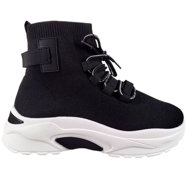 Zapatilla Urbana Caña Alta de Mujer Con Plataforma Negro-0