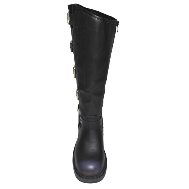 Botas de tacón medio hasta la rodilla para mujer con plataforma y hebilla Yassne-2