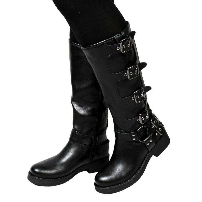 Bota Biker Hebillas Mujer Q12 Yassne-1