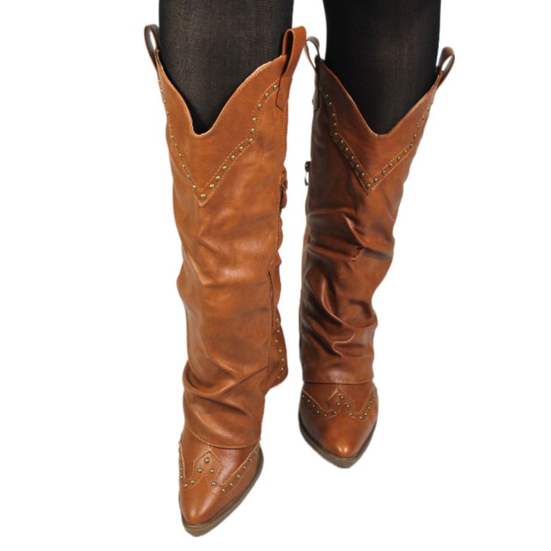 Bota Vaquera Taco Bajo 92 Yassne Café Claro-1