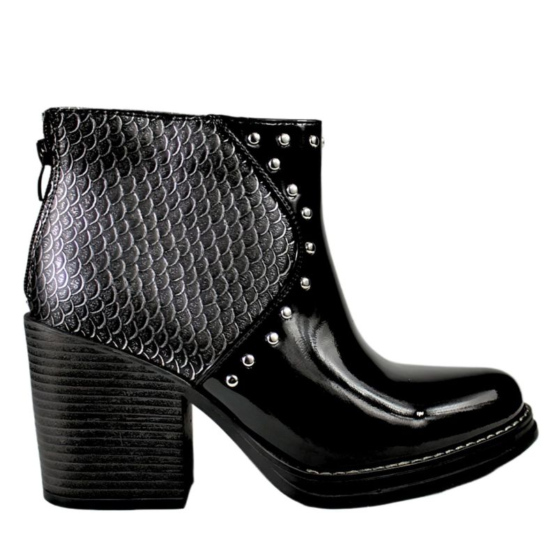 Botin Mujer Taco Alto Escamas 69 Yassne Negro-0
