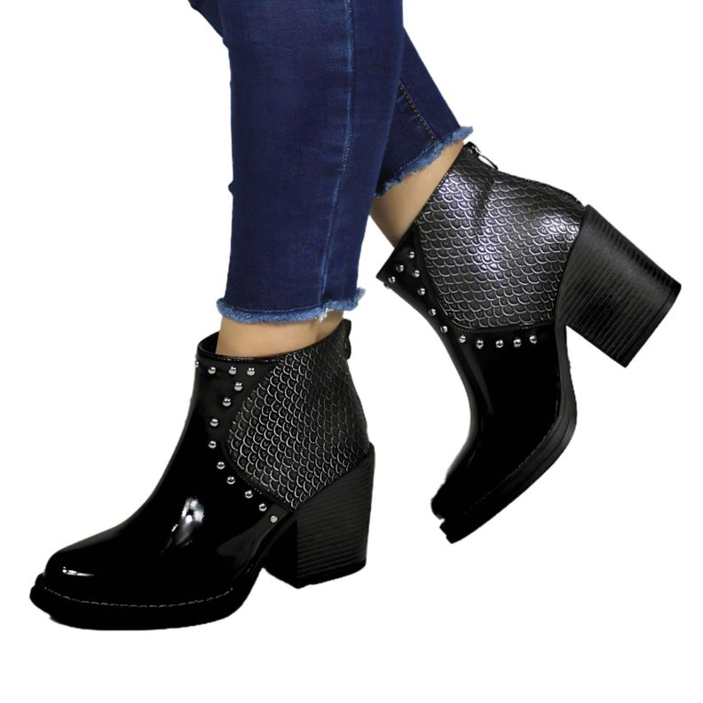 Botin Mujer Taco Alto Escamas 69 Yassne Negro-2