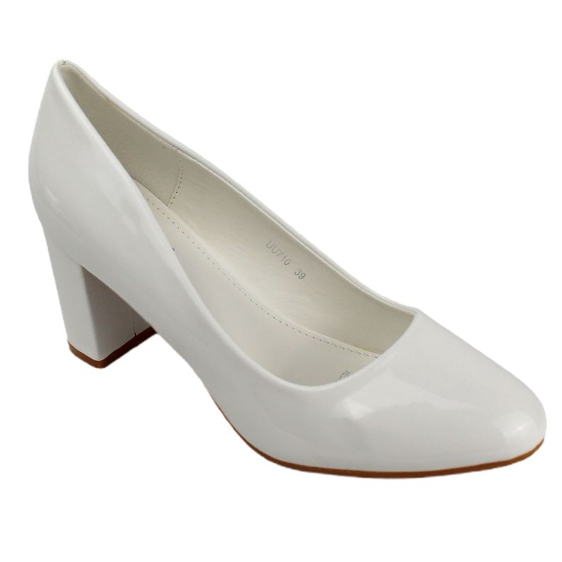 Zapato vestir taco cuadrado para Mujer u71 Yassne Blanco-1