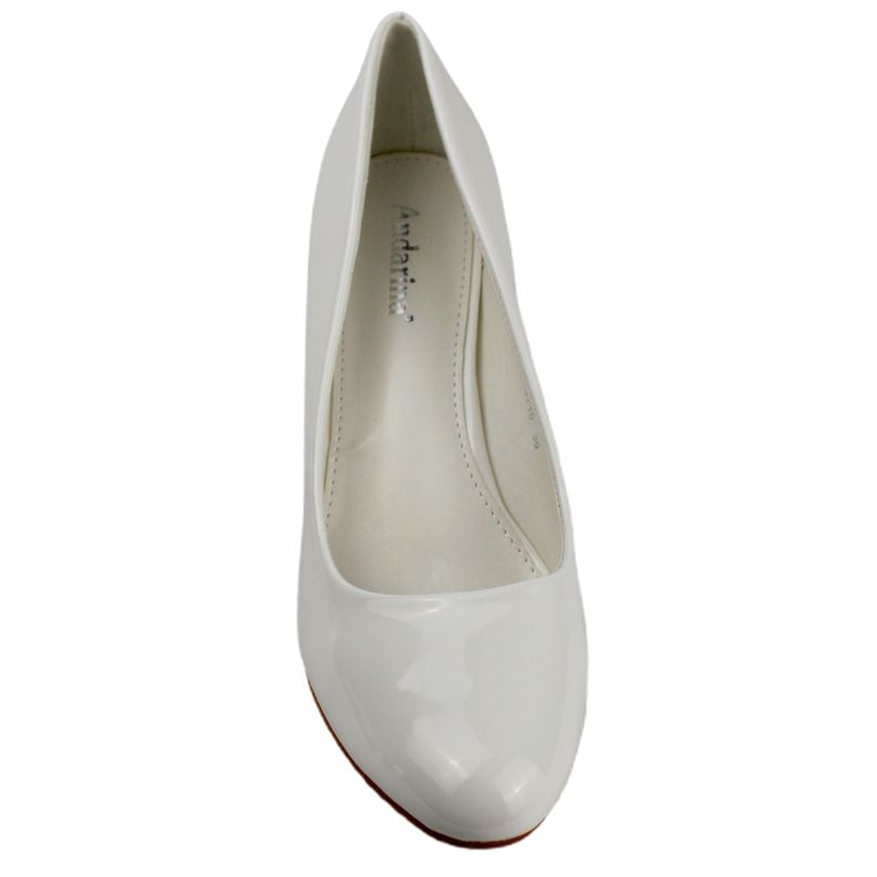 Zapato vestir taco cuadrado para Mujer u71 Yassne Blanco-2