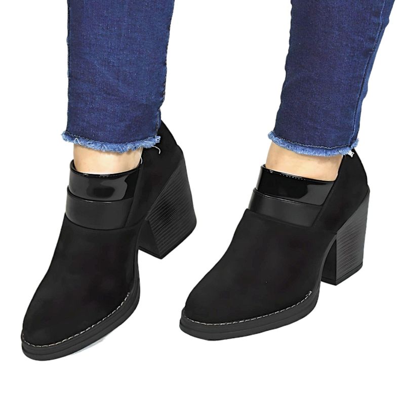 Botin Mujer Elegante Taco Medio 64 Yassne Negro-1
