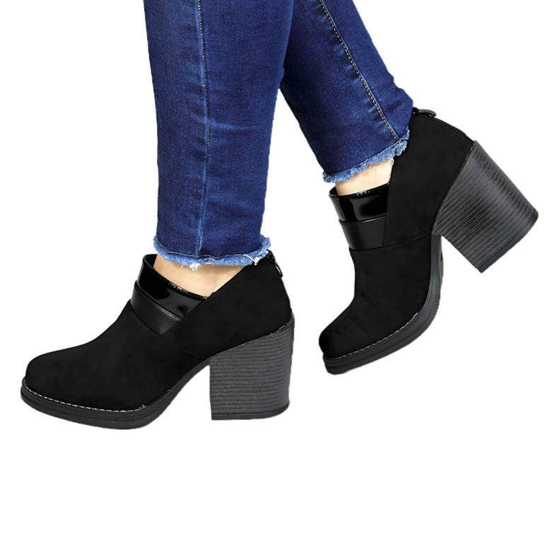 Botin Mujer Elegante Taco Medio 64 Yassne Negro-2