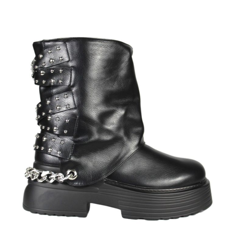 Bota Mujer Biker Tachas 18 Yassne Negro-0