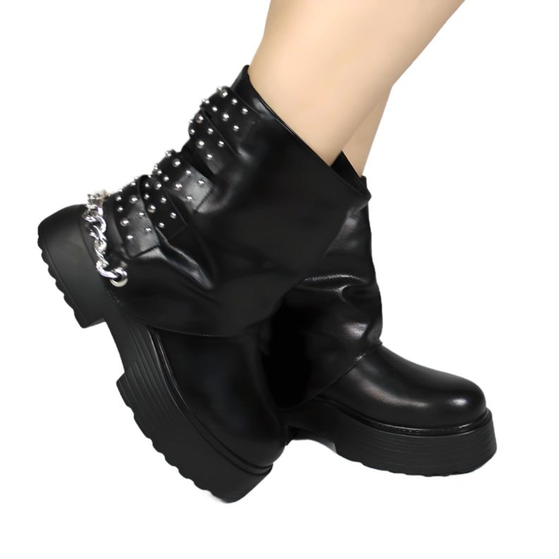 Bota Mujer Biker Tachas 18 Yassne Negro-2