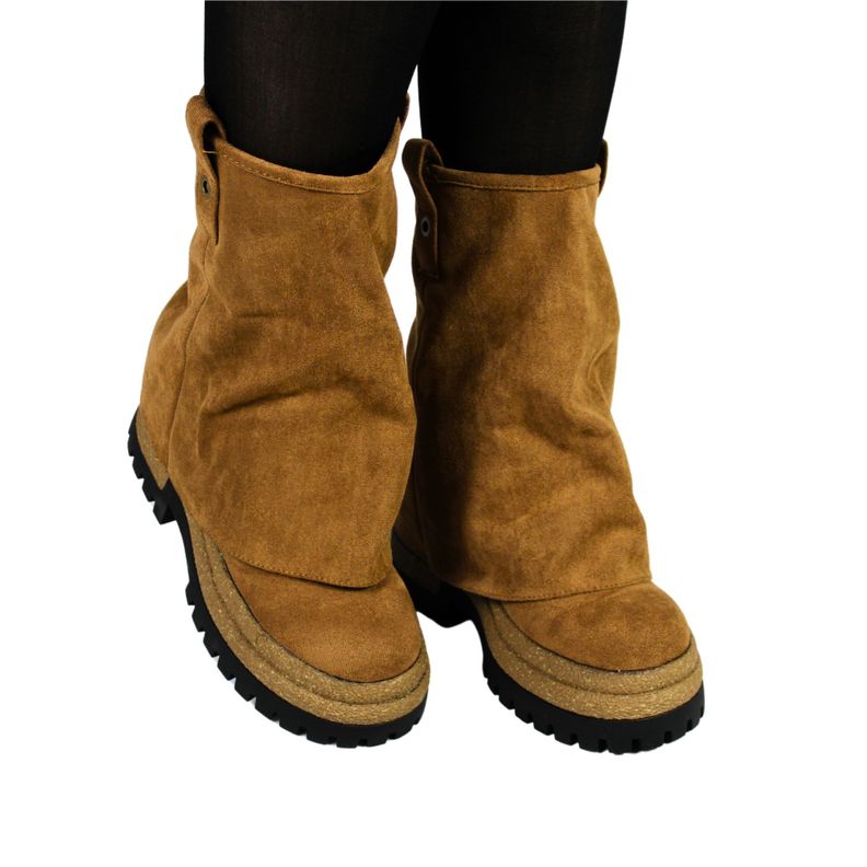 Bota Gamuza Plataforma 20 Yassne Café Claro-2