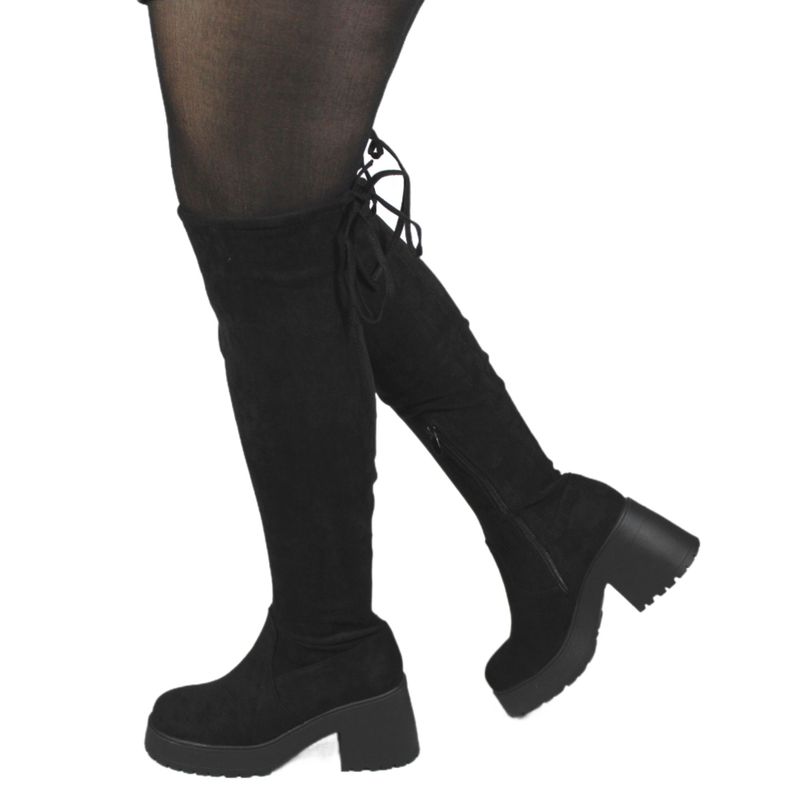 Bota Larga Mujer Gamuza 27 Yassne Negro-1