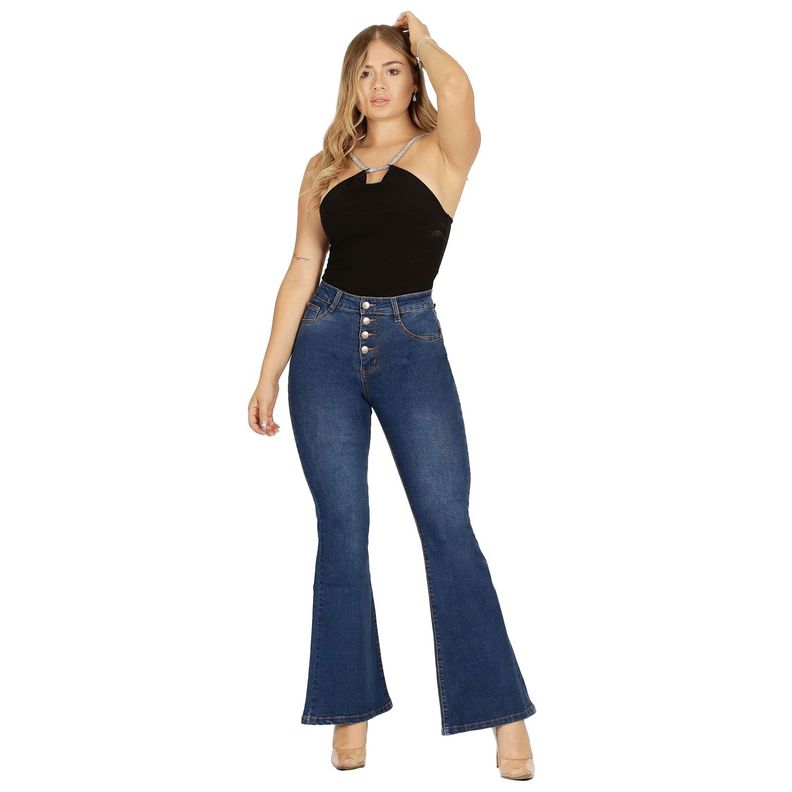 Jeans De Mujer Tiro Alto Flare Yassne J24-0