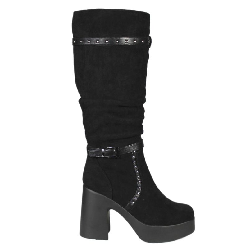 Bota Alta Gamuza Mujer 13 Yassne Negro-0