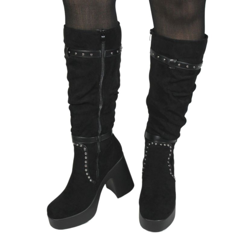 Bota Alta Gamuza Mujer 13 Yassne Negro-1