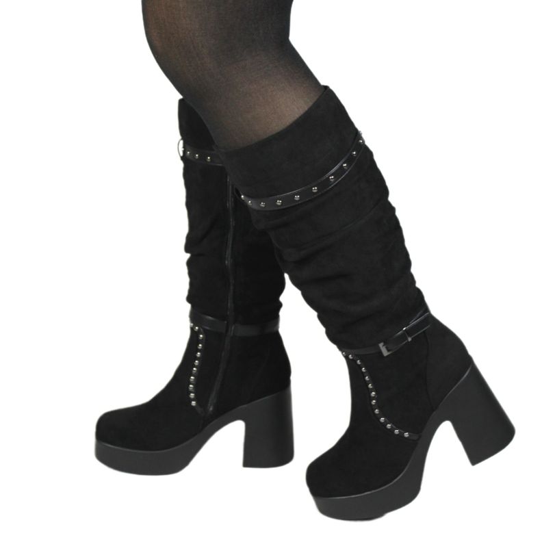 Bota Alta Gamuza Mujer 13 Yassne Negro-2