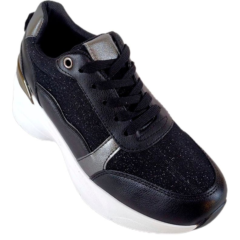 Zapatilla Urbana de Mujer Con Plataforma PG8 Negro-1
