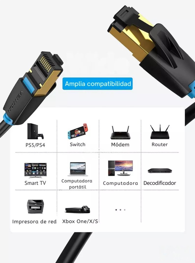 8 Mts. Cat8 Sftp 40gbps. Cable Red Ethernet Rj45. Vention.-3