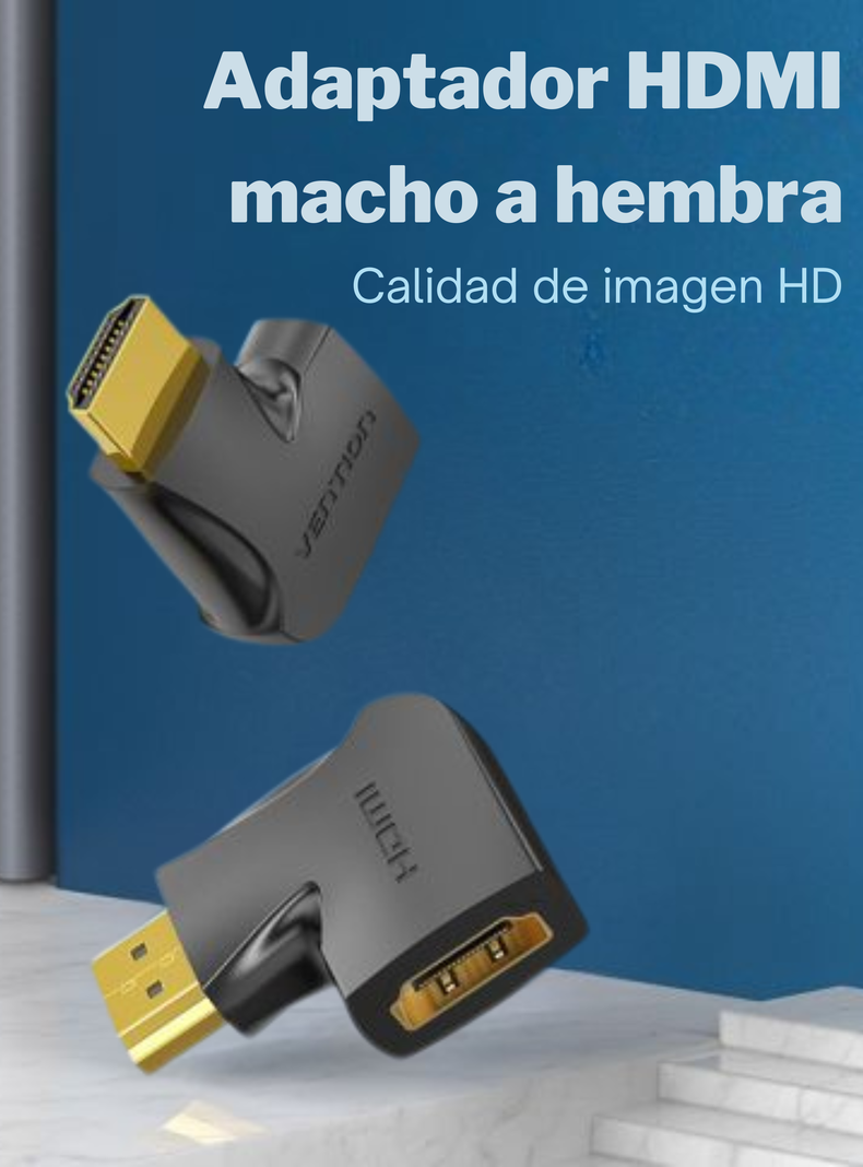 Adaptador Hdmi 2.0 Macho A Hembra 90 Grados Vention Premium-1