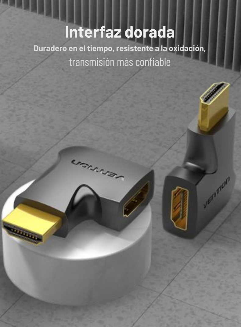 Adaptador Hdmi 2.0 Macho A Hembra 90 Grados Vention Premium-3