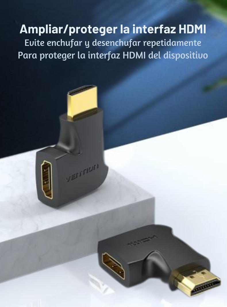Adaptador Hdmi 2.0 Macho A Hembra 90 Grados Vention Premium-4