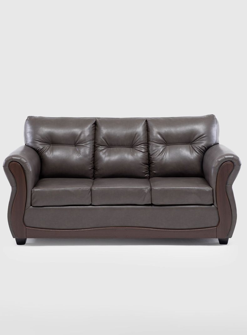 Sofa Blazer 3 Cuerpos Pu Chocolate Cafe Oscuro