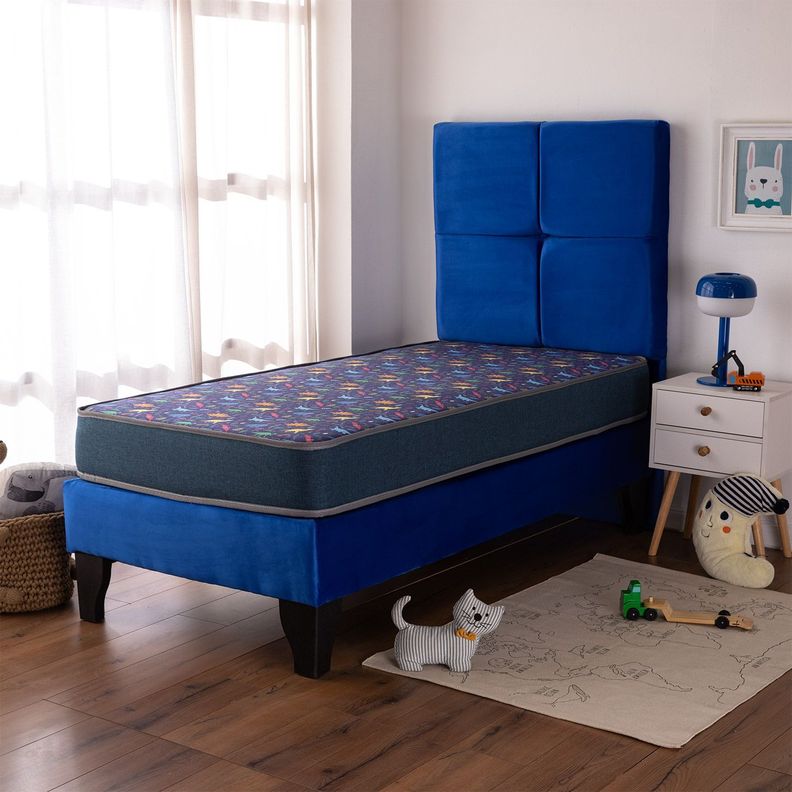 Cama Europea AF Tap-Blanca + Respaldo Zeus 1 PL