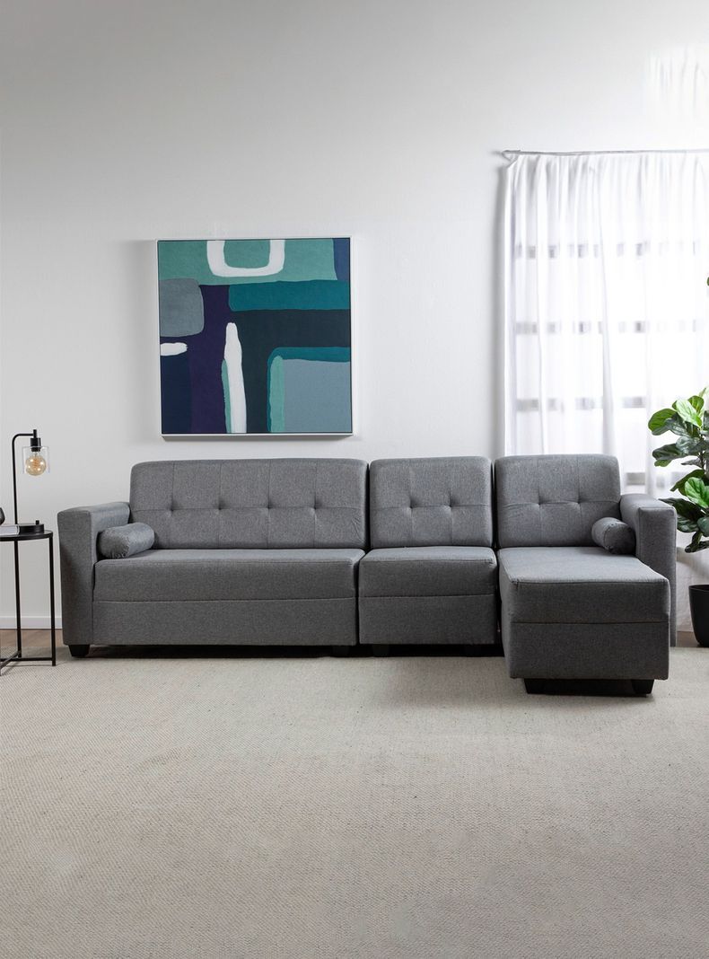 Seccional Boxter Xl Der Tela Gris [ 20 ]