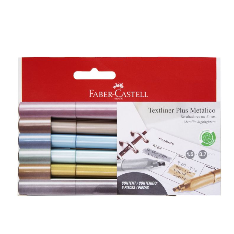Destacador Textliner Plus Faber-Castell x5 Colores Metálicos-0