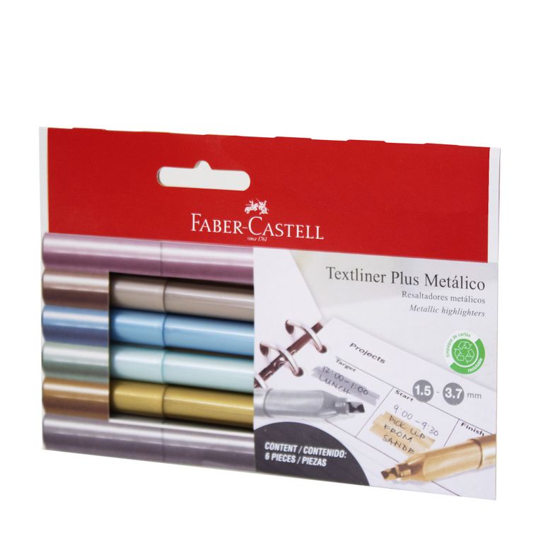Destacador Textliner Plus Faber-Castell x5 Colores Metálicos-1
